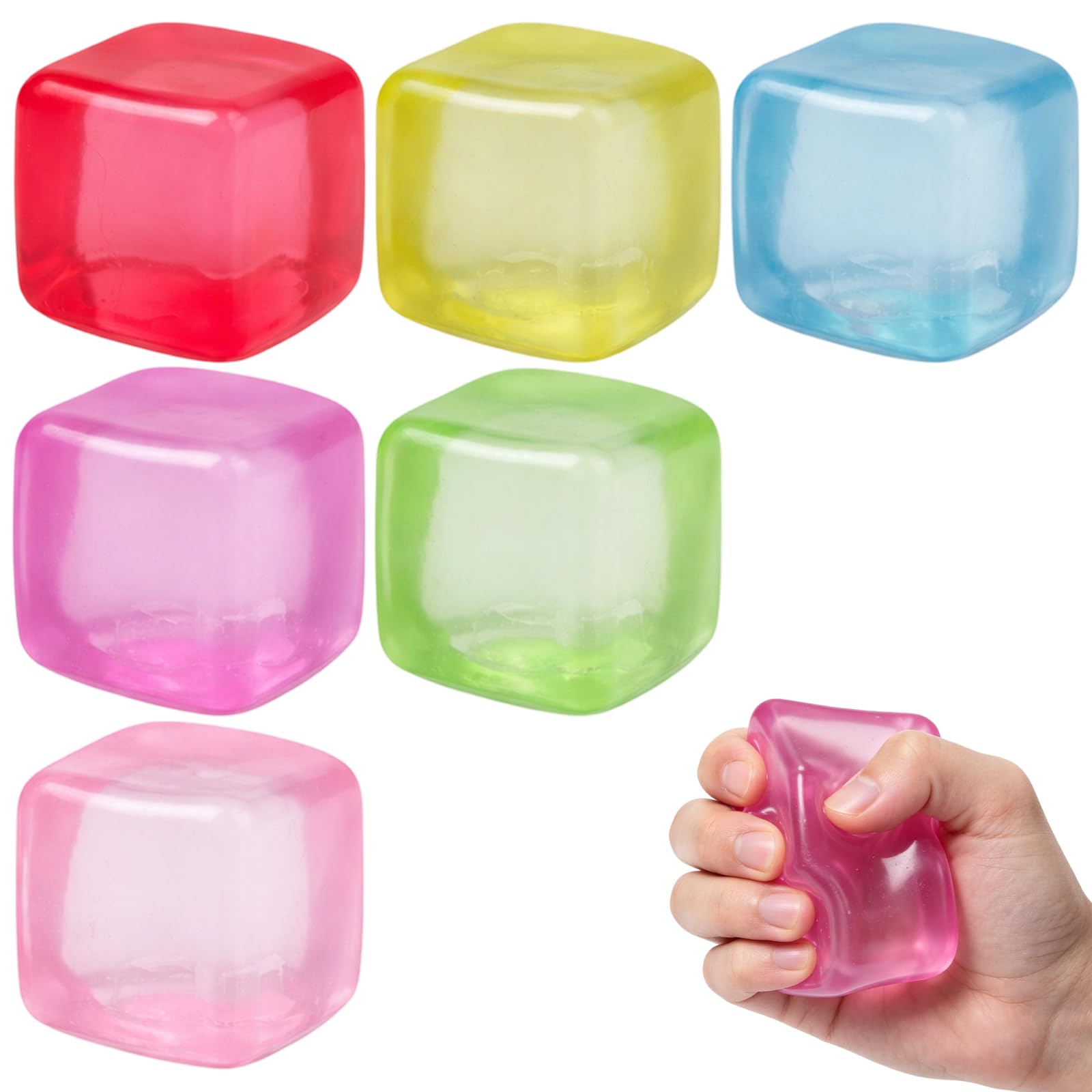 4PCS Nice Cube Ice Stress Ball Set, Sensory Fidget for Stress Relief, Portable Stress Management Tool for Office and Home Use, 3.5cm Square Malt Candy Design for Focus Support