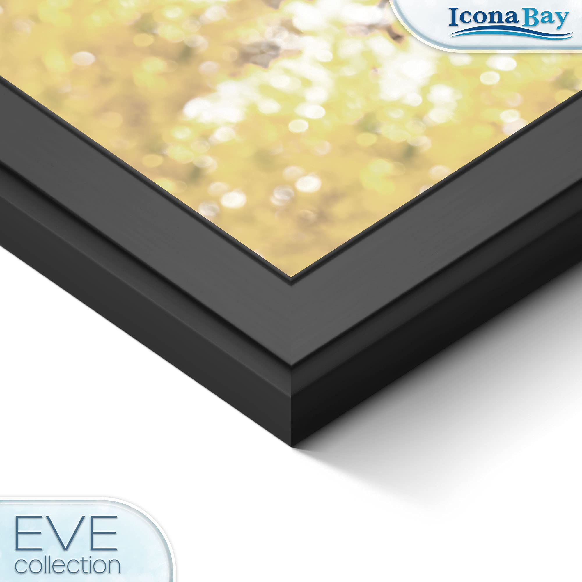 Icona Bay Eve Collection Lot de 10 cadres photo 10 x 15 cm Noir Cadre moderne à double biseau Montage mural ou de table