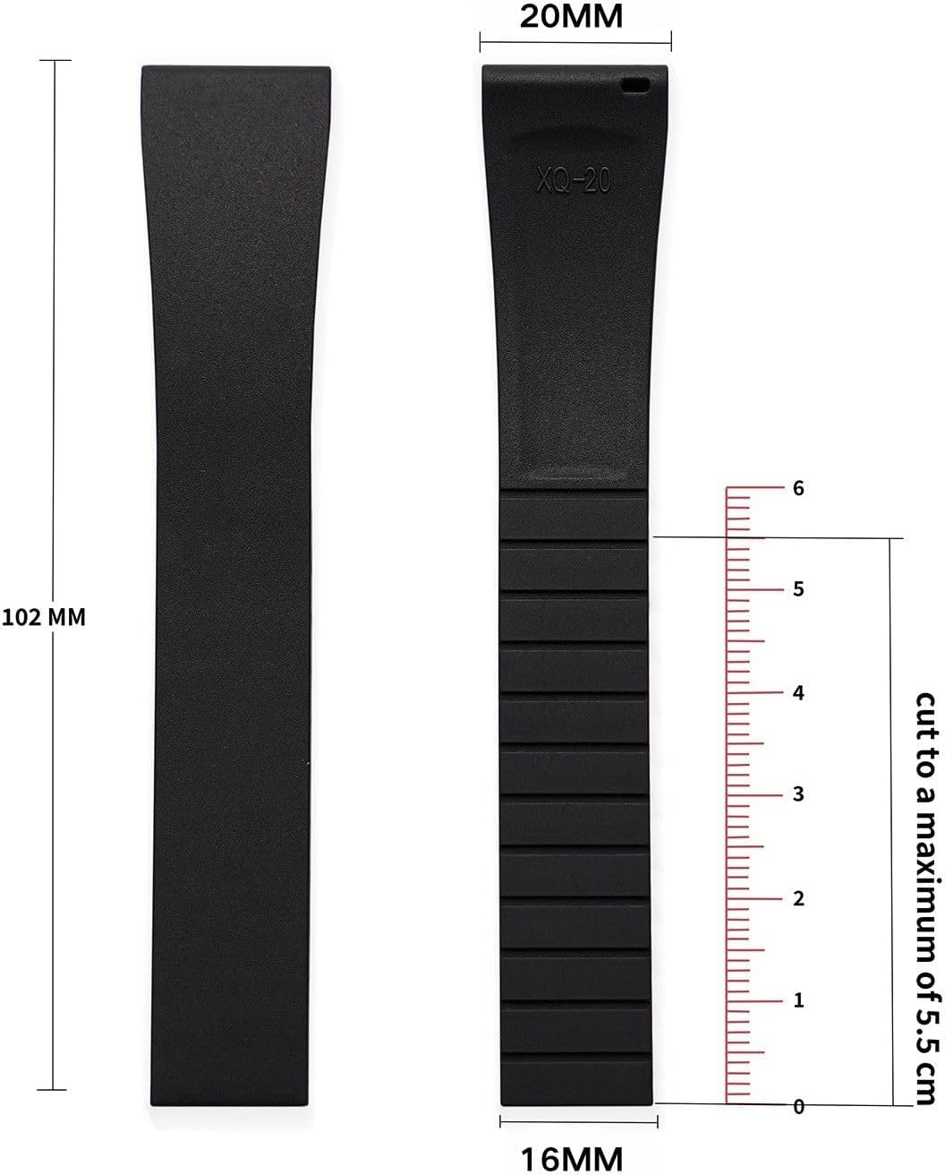 Fluororubber Watch Strap - Fast Release Cut-to-Size 19mm 20mm 21mm 22mm Watch Band with Buckle Soft Universal Waterproof Replacement Band Strap for Men Women - Image 3