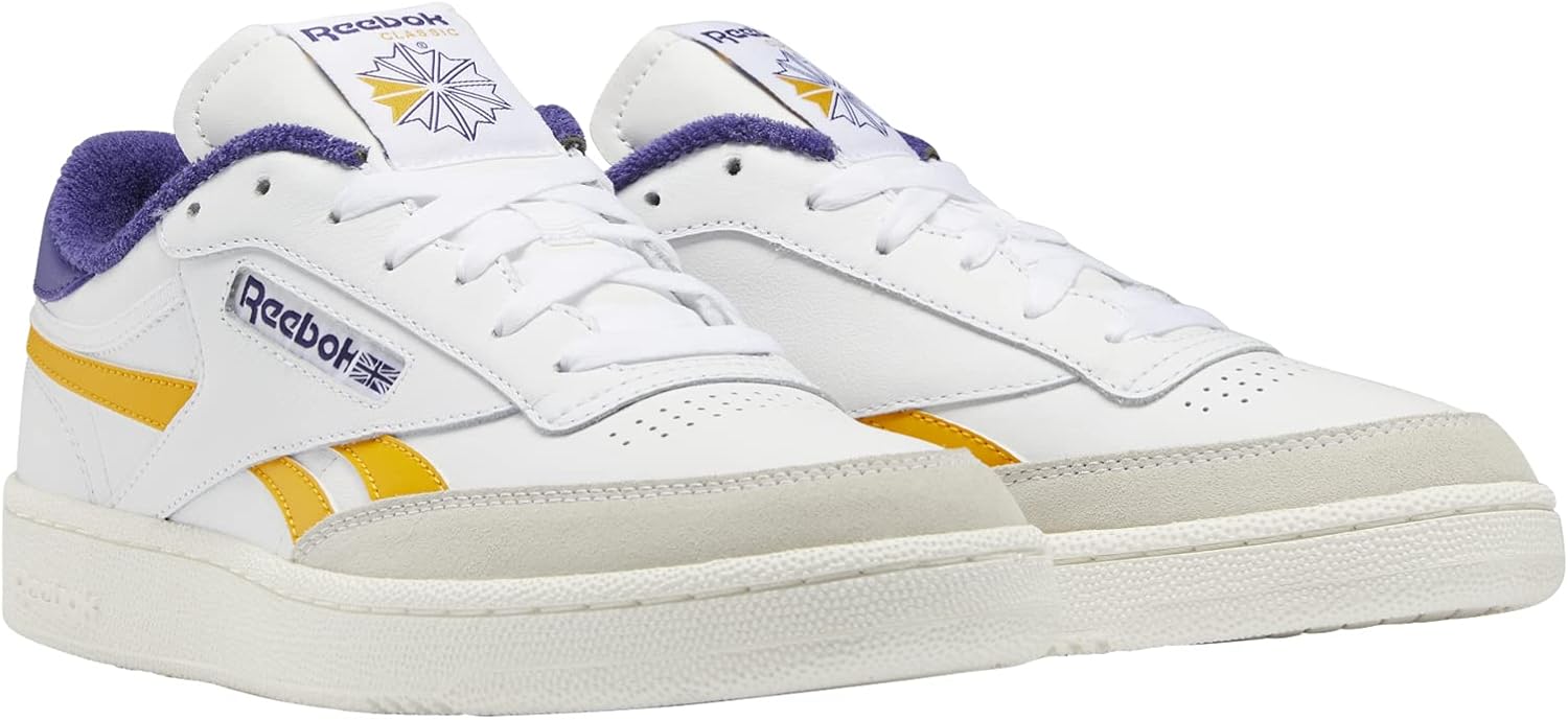 Reebok Men's Club C Revenge Sneaker, White/Collegiate Gold/Bold Purple, 4.5 Medium US - Image 8