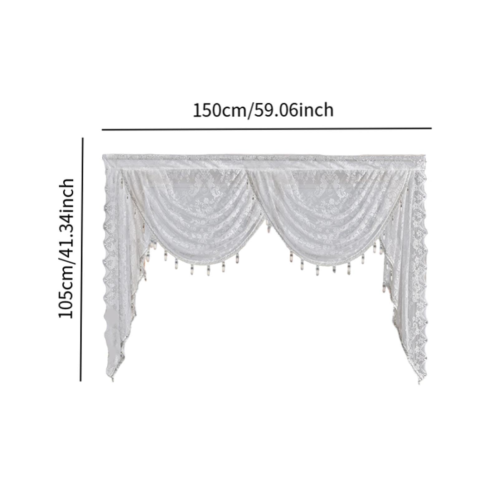 Baoblaze Mantovana a cascata design vintage design romantico traspirante elegante con nappe per tallone swag mantovana per il seminterrato del soggiorno, Larghezza 150 Cm