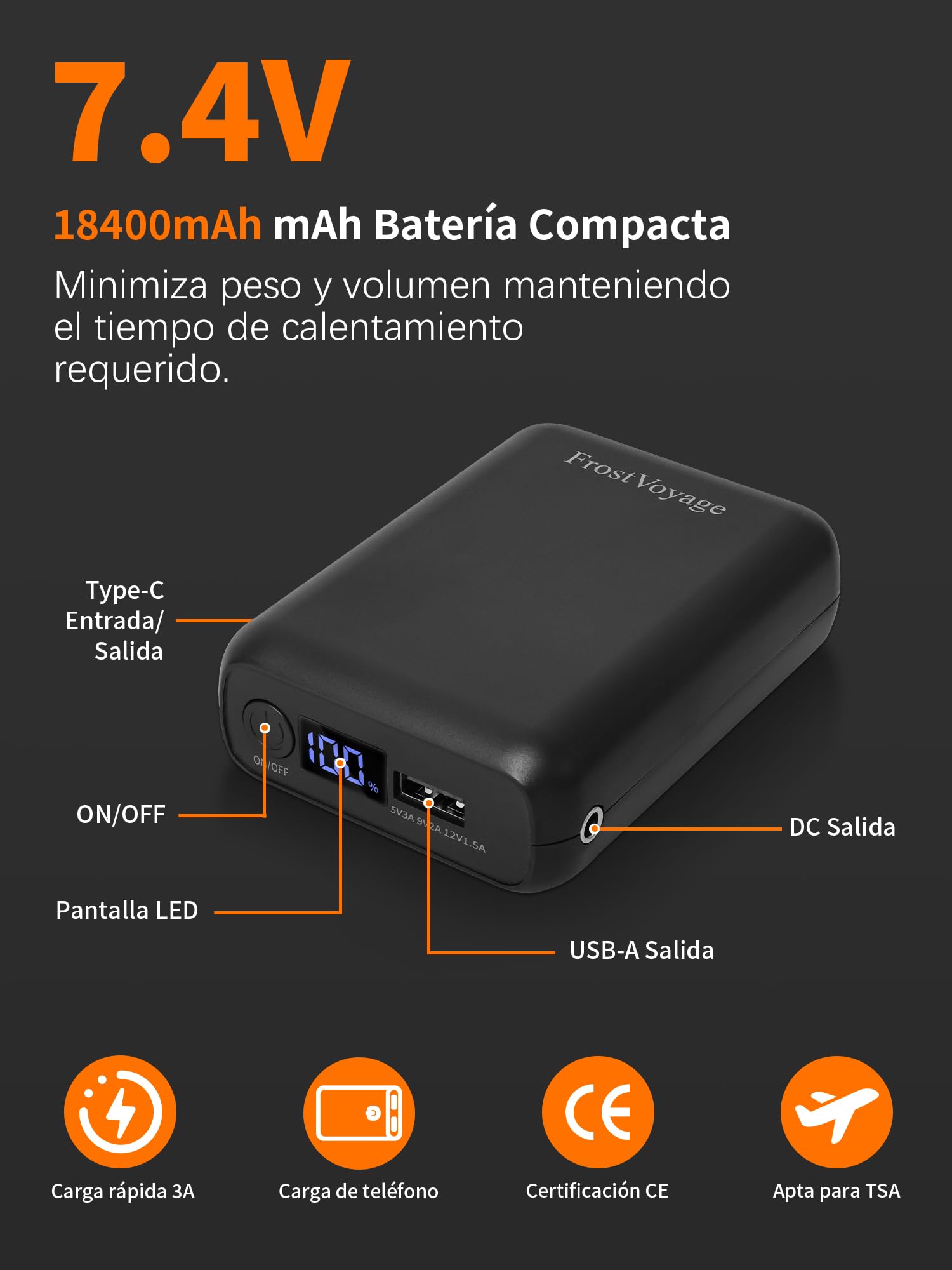 Chaleco Calefactable Hombre Mujer con Batería 7.4V 18400mAh, Chaleco Térmico Eléctrico con 10 Zonas de Calor y 3 Niveles Ajustables, Chaqueta Calefactable para Ciclismo, Esquí y Pesca