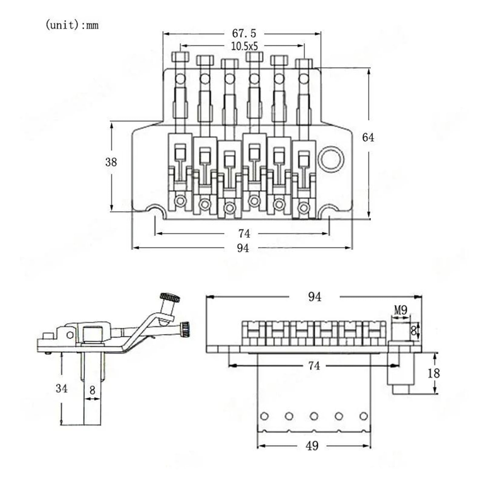 E-Gitarren brücke Tremolo-Steg-Saitenhalter für E-Gitarre für Linkshänder