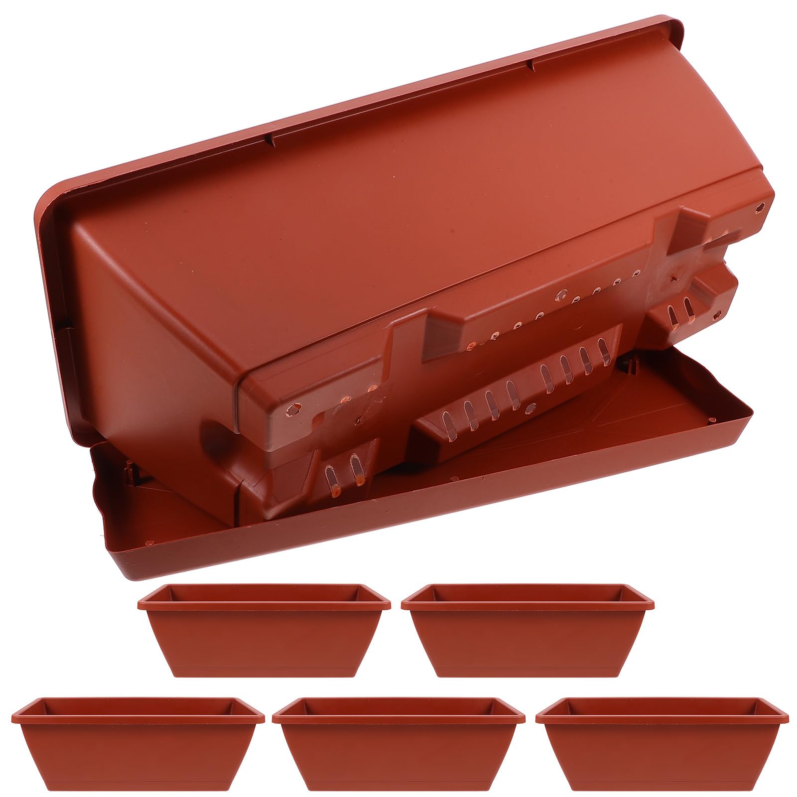 MAGICLULU Lot de 6 Pots de Fleurs en Plastique Épaissi Trous de Drainage pour Jardinage et Balcon, Jardinières Rectangulaires Solide Design Délicat et Atmosphère Pastorale