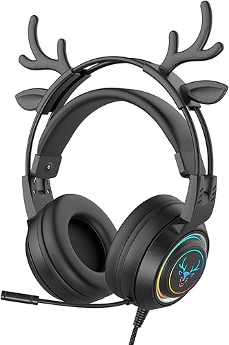 Auriculares estéreo para juegos para PS4, PC, Xbox One y PS5, cancelación de ruido, auriculares sobre la oreja con micrófono, luz LED, sonido