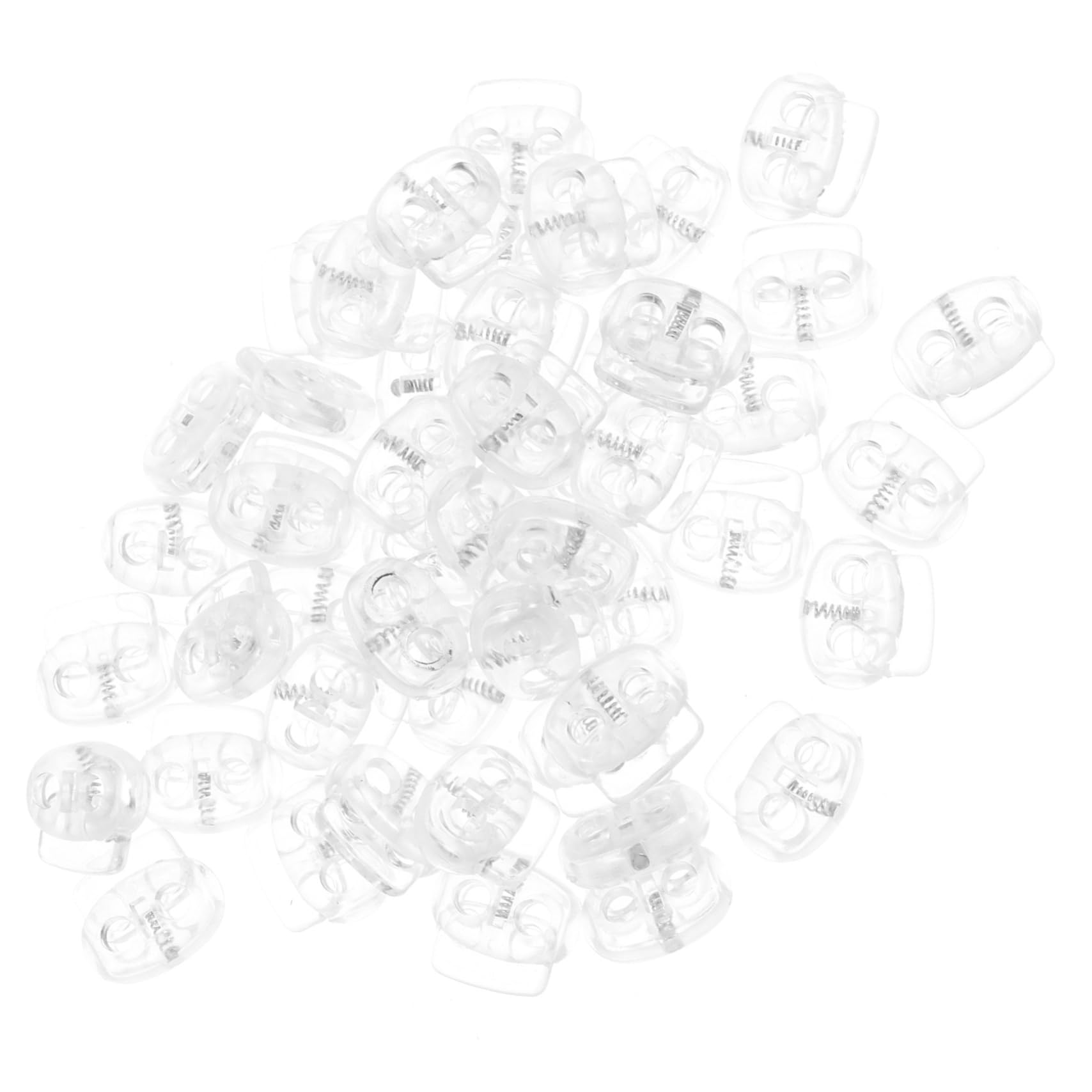 Tofficu 150stücke Transparente Kordelstopper Mit Federmechanismus Vielseitige Stopper Für Schnürsenkel Hosen Masken Und Mehr Einfache Montage Und Zuverlässige Halterung