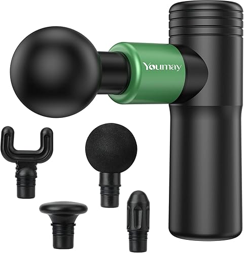 YOUMAY Pistola de masaje masajeadora de tejido profundo, mini masajeador de percusión corporal muscular, masajeador de mano vibrante, pistola de