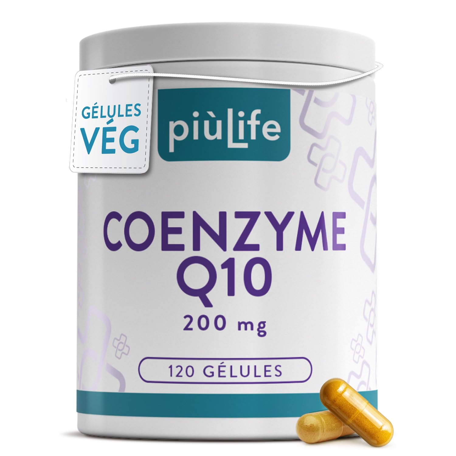 Coenzyme Q10 200 mg PiùLife Ubiquinone - 120 Gélules Vegan | 1 par jour, Fermentation Naturelle, Forme identique à celle produite par l'organisme, Sans Gluten, Sans Lactose, 4 Mois