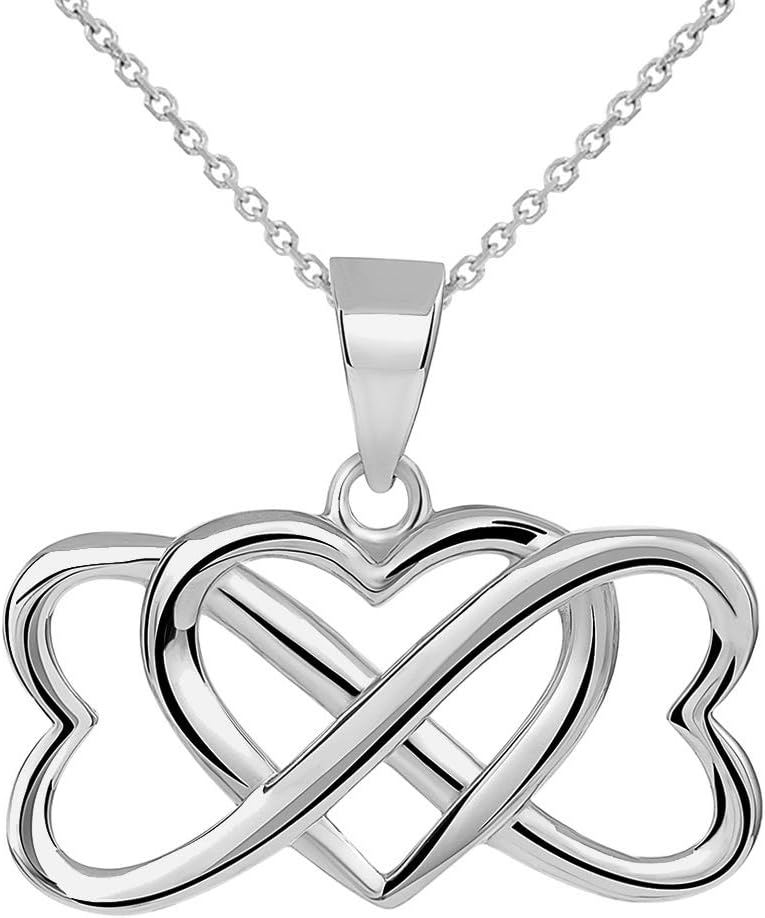Jewelry America 14k White Gold Interlocking Triple Heart Infinity Love Symbol Pendant Necklace