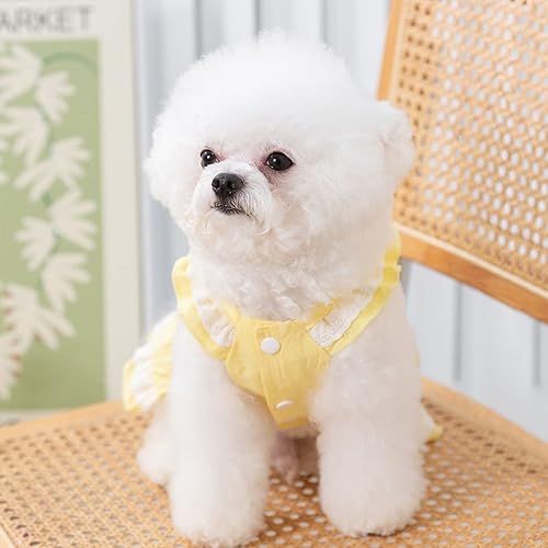 Miniatura 3 de Vestido para perro con manga abombada, amarillo limón, girasol, piña, a cuadros, ropa de verano para perros pequeños y niñas