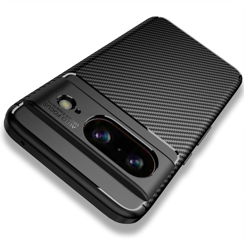 Rugged Carbon Fibre Armor Back Cover Case for Google Pixel 8 | Shockproof & Protective | Stunning Minimalist Design Back Case Cover for Google Pixel 8 (Black)