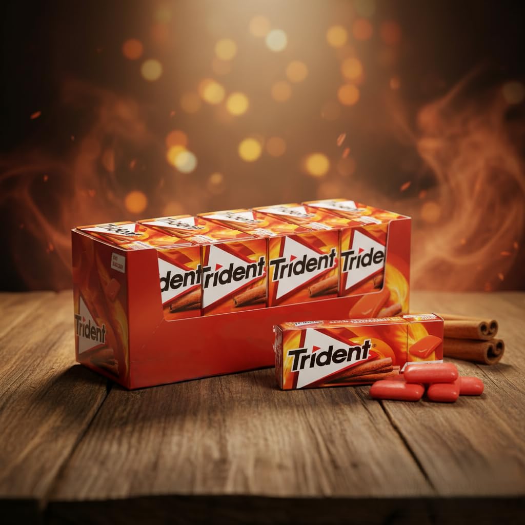 iChuches Trident Chicle Sin Azúcar Sabor Canela Pack 24 Unidades Larga Duración Sin Calorías