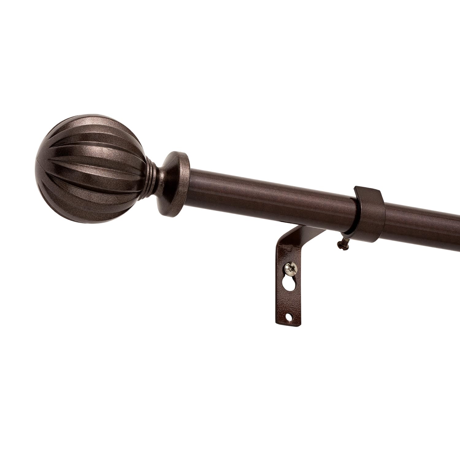 CGBAIEE Curtain Rod, Window Curtain Rods, Adjustable 3/4 Inch Diameter, 48-84 Inches, Brown, Steel, Painted/Coated
