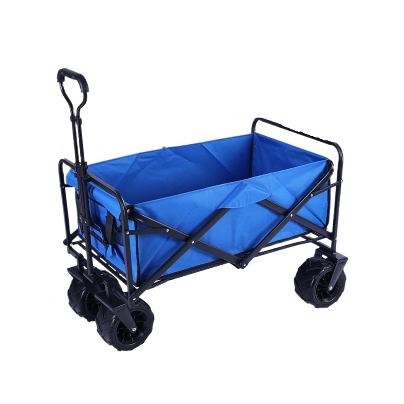 Wagons Carts Foldable, Folding Utility Wagon Collapsible Garden Shopping Beach Cart with Wheels Portable Blue Outdoor Trolley,Collapsible Wagon