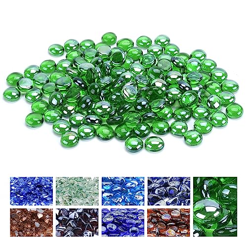 GasSaf Blaue Feuerglasperlen für Feuerstelle, Kamin und Feuerstelle, 1, 9 cm Glas (4, 5 kg) (Hellgrün)