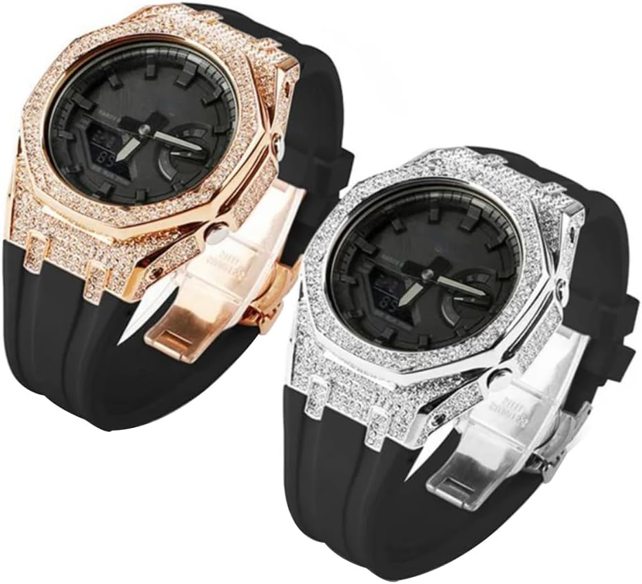 Casioak GA2100 GA2110用Modキット ステンレススチールダイヤモンド