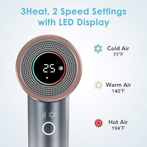 Miniatura 8 de WHALER'S Secador de pelo profesional iónico de 1400 W, secado rápido, 4 ajustes de velocidadcalor y disparo frío, voltaje dual para viajes, incluye