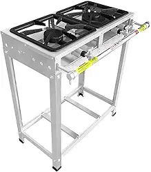 Fogão Industrial 2 Bocas, Baixa Pressão, Inox, Queimadores Duplos, Duas Chamas