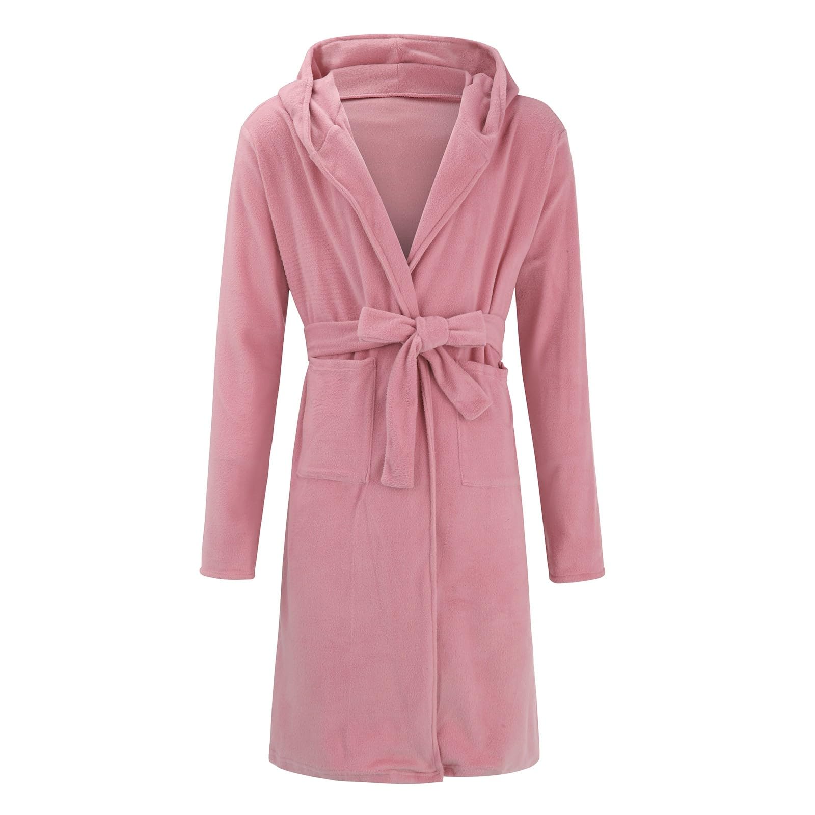 Generisch Albornoz de algodón para hombre, con capucha, bata larga para sauna, camisón grueso de flojel, poncho de baño, toalla, tallas grandes, bata de invierno, ropa de dormir con bolsillos y