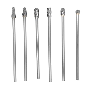6pcs Carbide Burrs Set, Tungsten Steel Lengthen Solid Revolve Cylinder Head Porting Kit, Tungsten Carbide Burr Die, Cylinder Porting Kit for Woodworking Drilling Carving