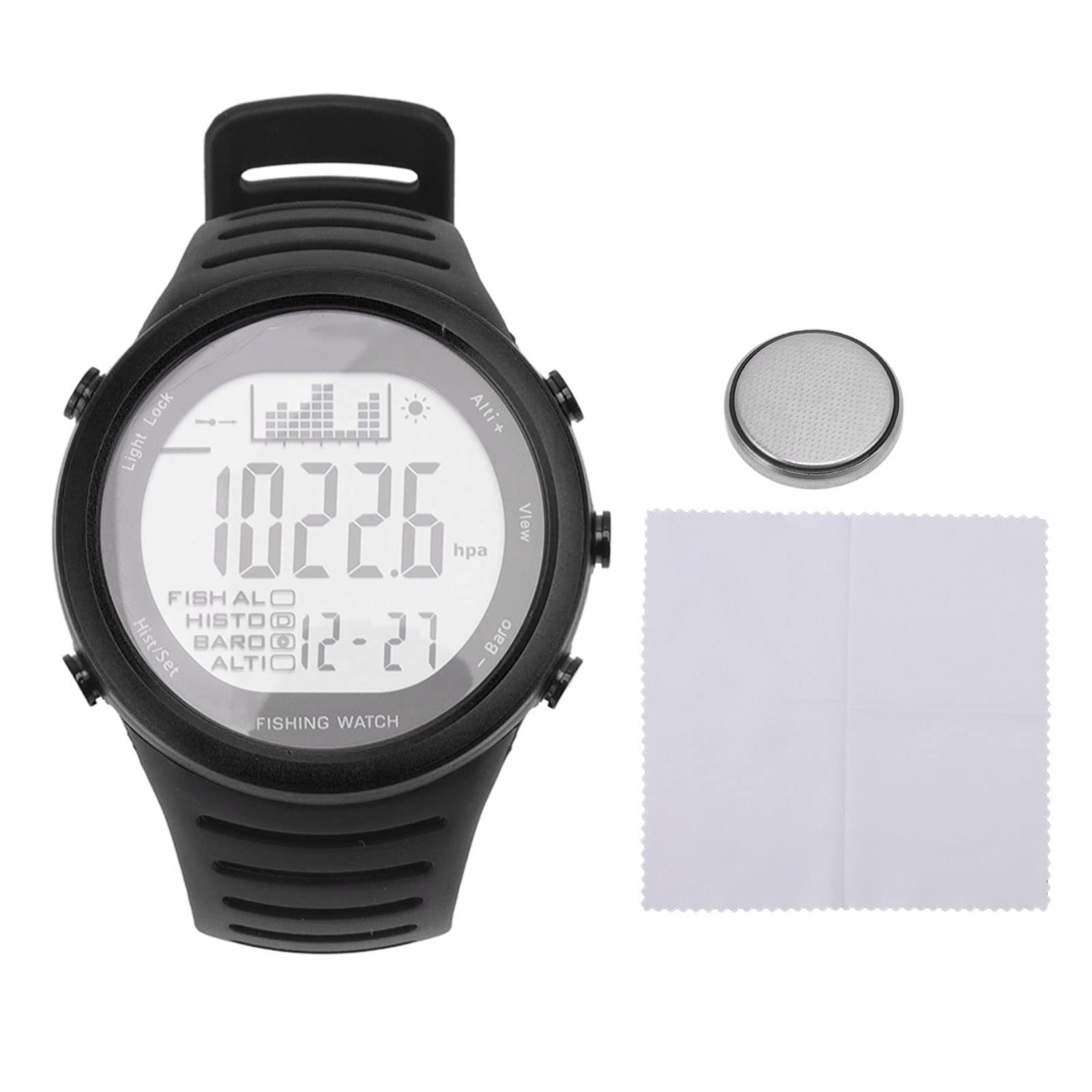 Reloj de Pesca, Termómetro, Correa Suave, Reloj Barómetro, Resistente Al Agua para Exteriores (Negro)
