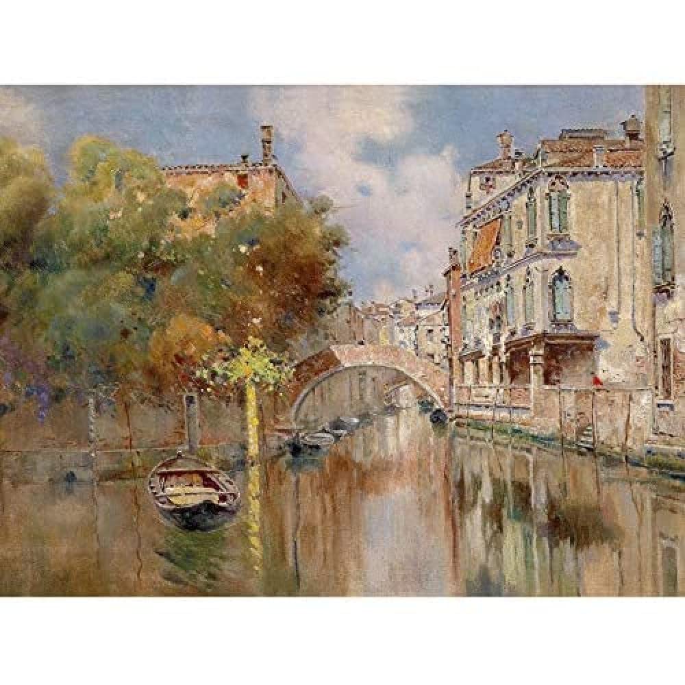 Artery8 Reyna Manescau View Canal Venice Bridge Painting Art Print Canvas Premium Wall Decor Poster Mural