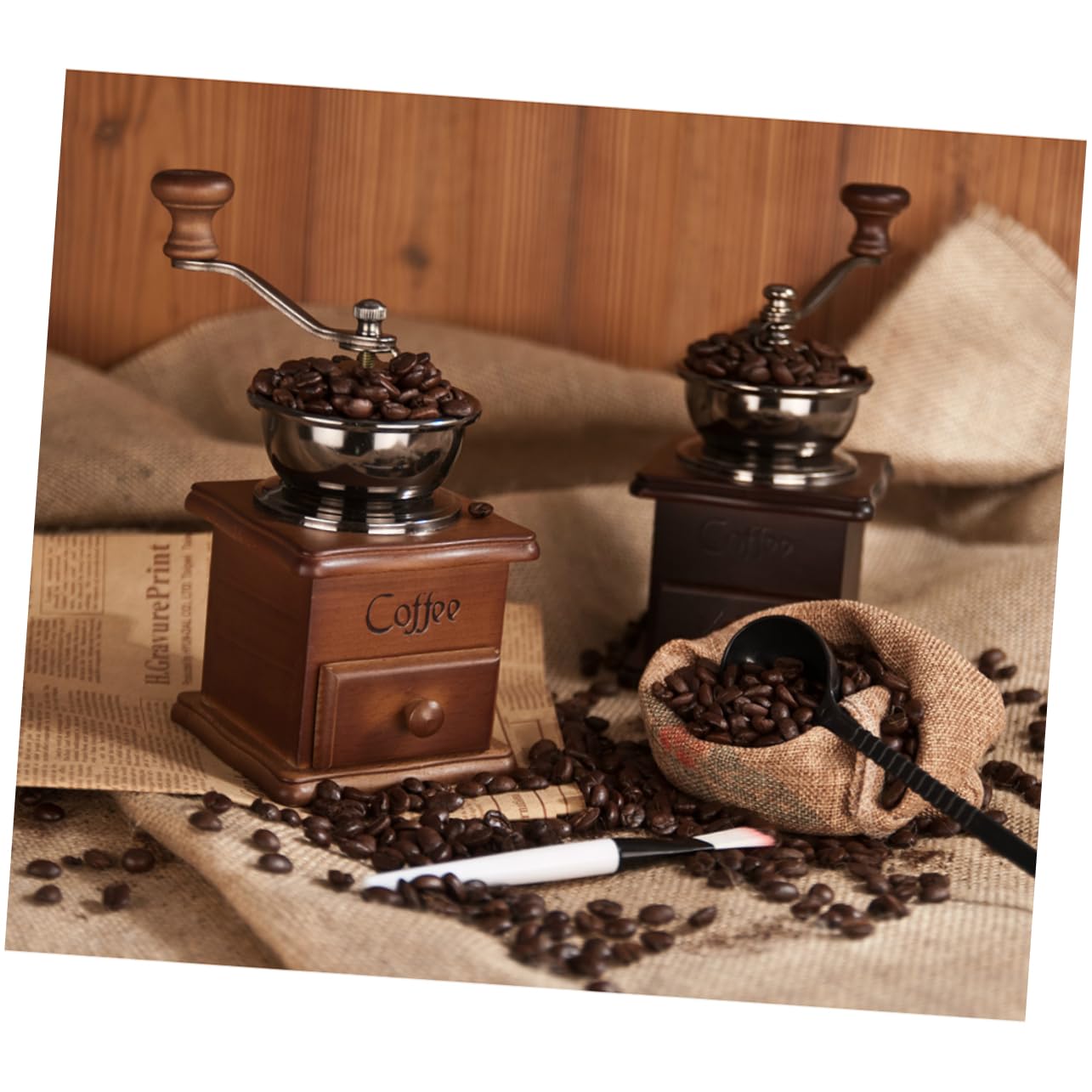 SHOWERORO Macinacaffè Manuale Legno Retro Con Macine Ceramica Macinino Per Chicchi Di Caffè Vintage Per Appassionati Di Caffè e Di Natale
