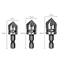 Vista 2 de Juego de brocas de chaflán de 5 flautas 12/16/0.748 in Broca de madera 82 grados hexagonal vástago avellanado broca