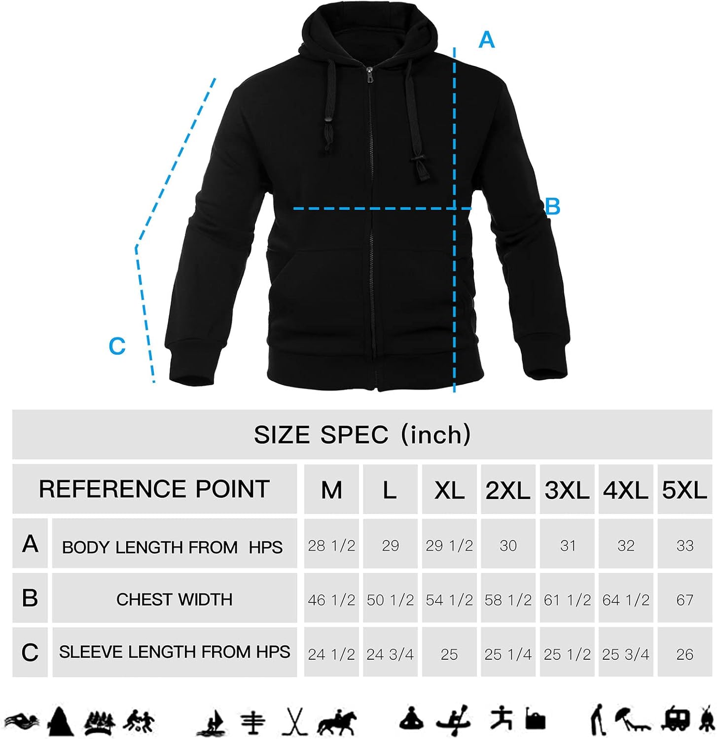 Mens Full Zip Fleece Hoodies Midweight Long Sleeve Drawstring Workout Gym Hooded Sweatshirt with Pockets - Image 6