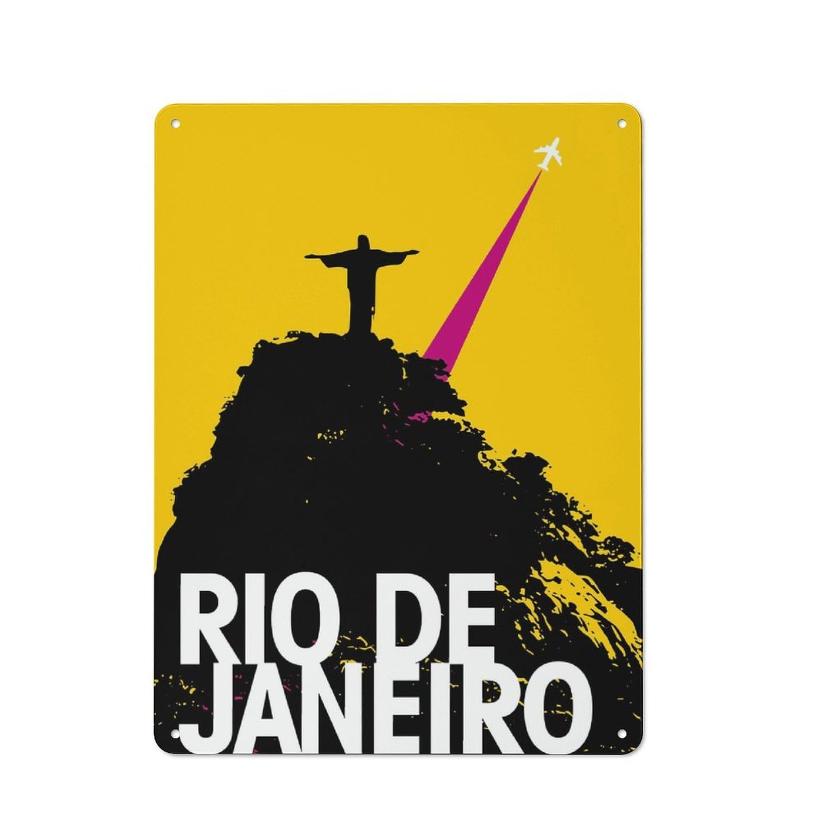 Junmoney Rio De Janeiro Travel Retro Metal Wall Decor 40X30cm, Decorative Tin Plaque For Pub, Home Bar, Shed Or Man Cave