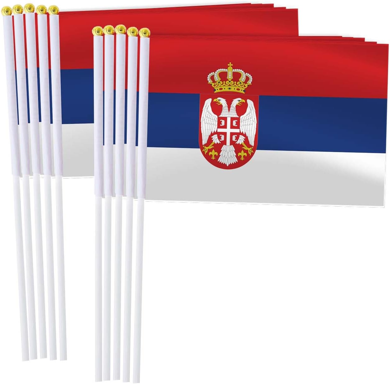 25 Pack Serbia Handheld Small Flag,Mini Serbian Hand Held Miniature Stick Decor