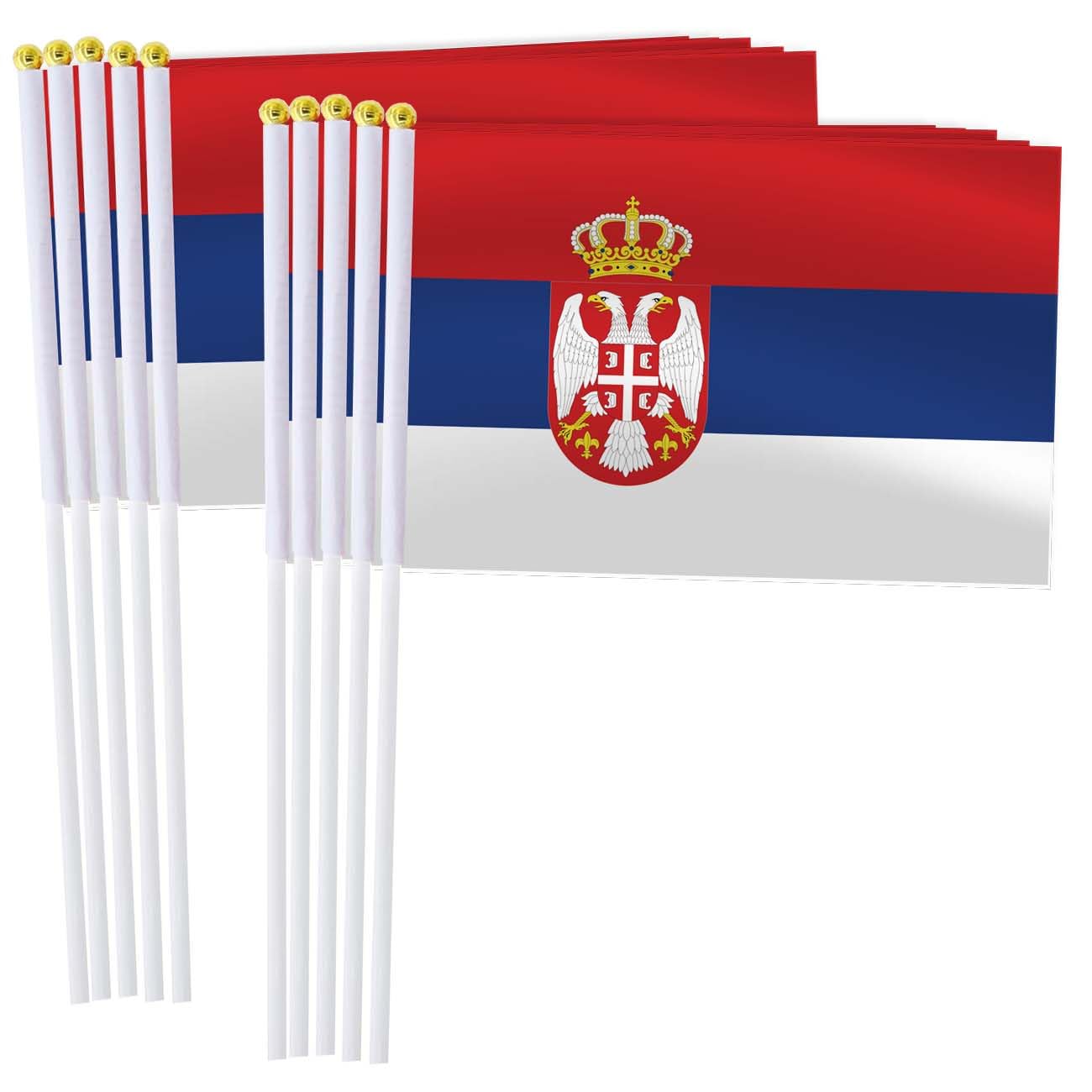 25 Pack Serbia Handheld Small Flag,Mini Serbian Hand Held Miniature Stick Decor โ image 1
