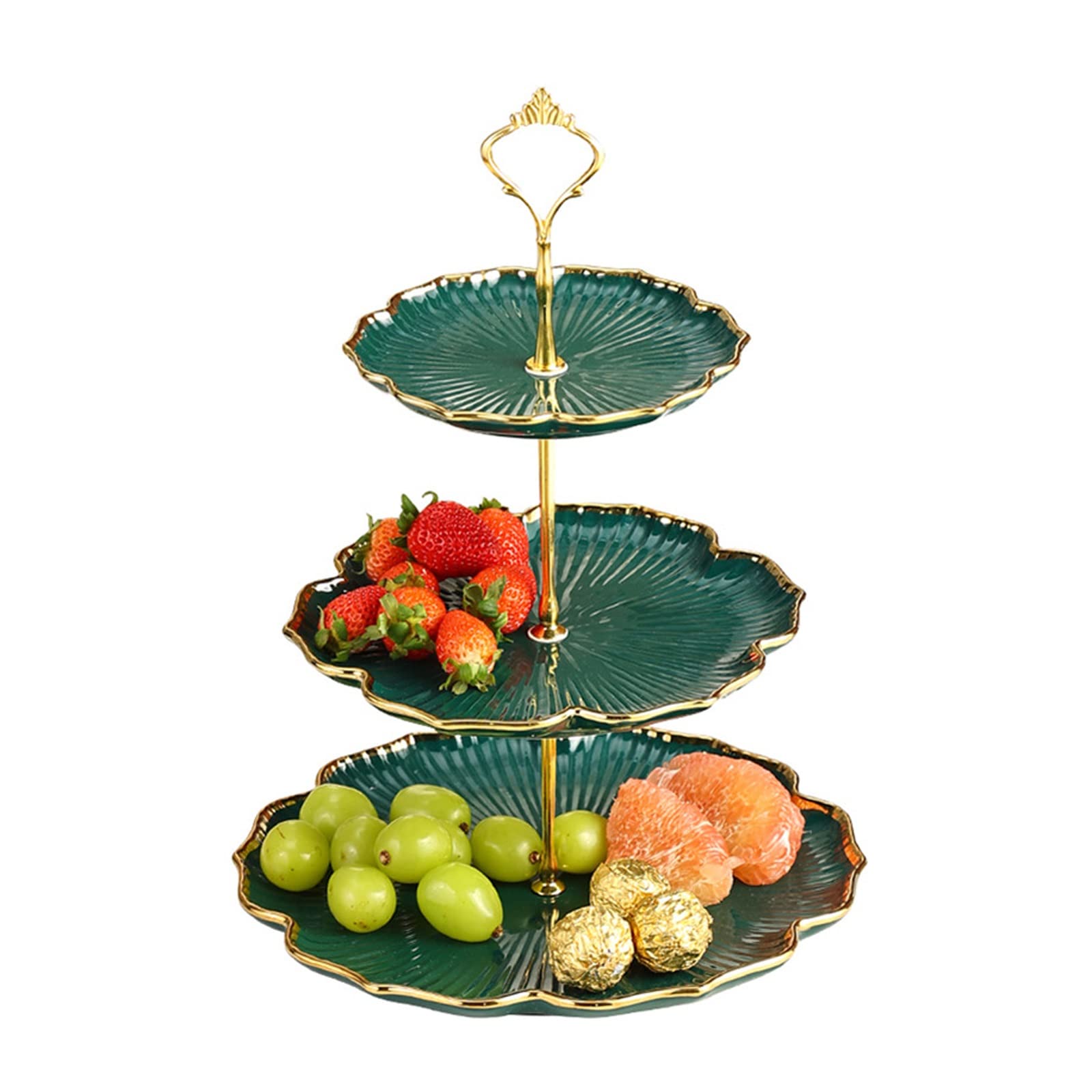 Kosz Owoców 3-Poziomowy Ceramiczny Talerz Owoców, Duży Talerz Dim Sum Przekąski Suszone Owoce Miska Cukierki Orzechy Uchwyt Do Przechowywania Kosz Owoców Taca,