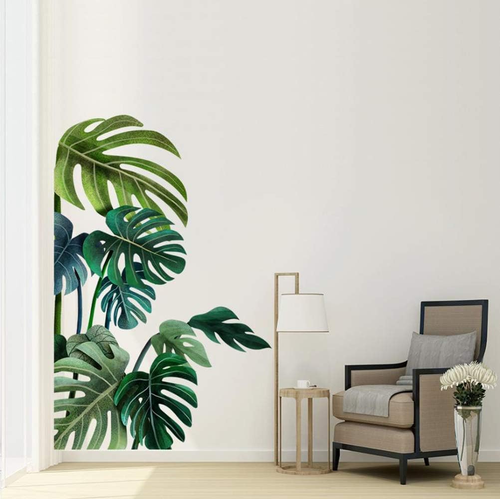Tropical Leaves Wall Decals Removable Jungle Green Palms Tree Plant Wall Stickers for Living Room Kids Room Bedroom Playroom Decor (zuoyouzuoyou2)