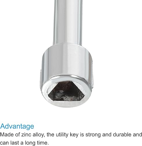 Miniatura 4 de PATIKIL Llaves triangulares, paquete de 3 llaves de bloqueo de elevación de ascensor de aleación de zinc, llave de gabinete triangular para