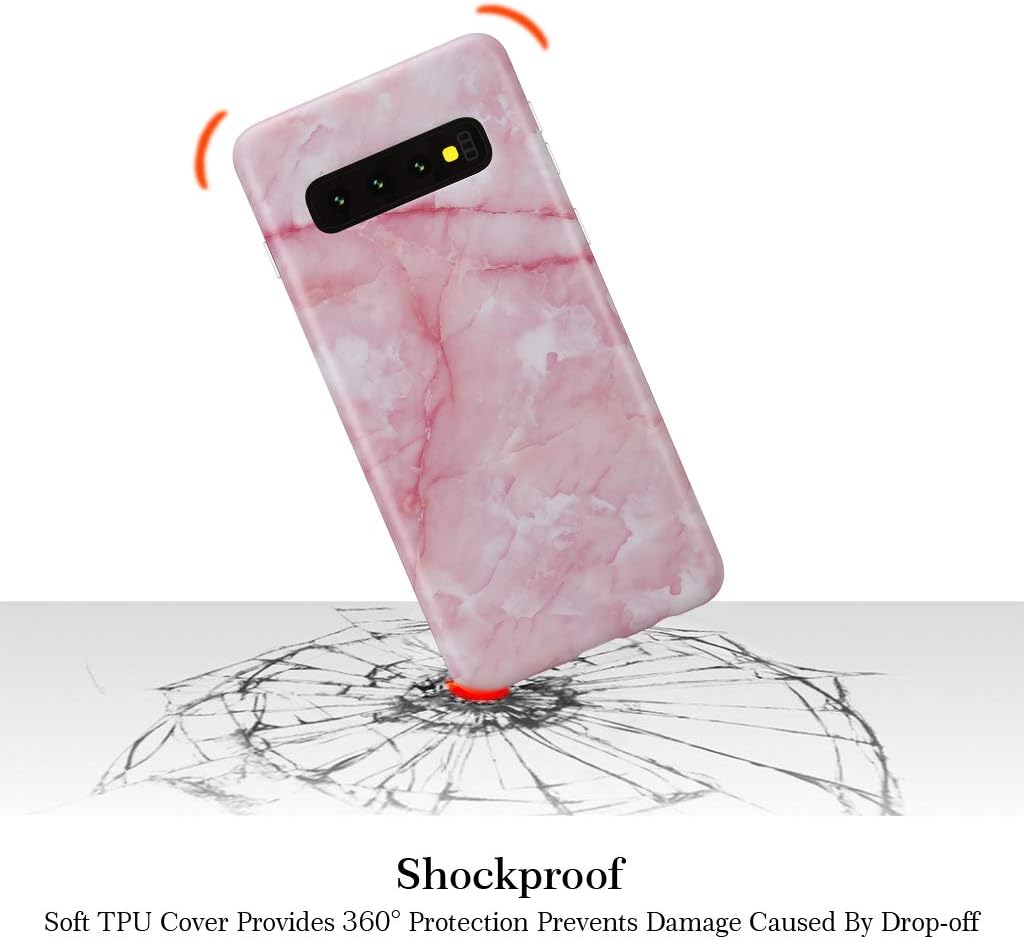 GOLINK Case for Galaxy S10, Matte Finish Marble Series IMD Printing Slim Fit TPU Gel Case for S10 (6.1" 2019 Released)-Pink Marble