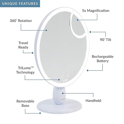 Miniatura 8 de PMD Reflect Pro - Espejo LED de belleza premium con tecnología TriLume y capacidades de mano - Tres modos de luz - Rotación de 360, inclinación de