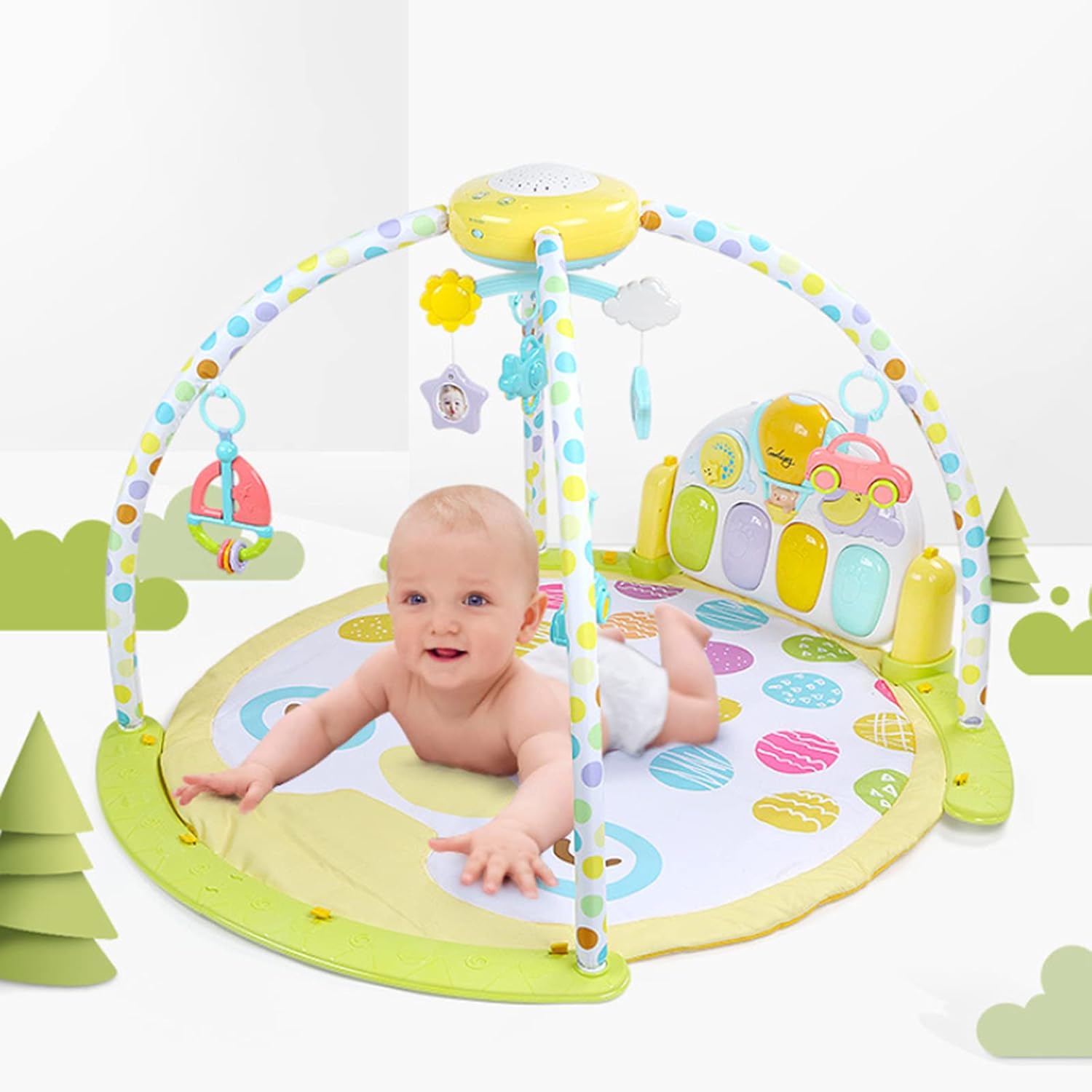 ベビープレイジムマットミュージックライト付きベビープレイマットアクティビティジムベビーおもちゃ幼児キックプレイ