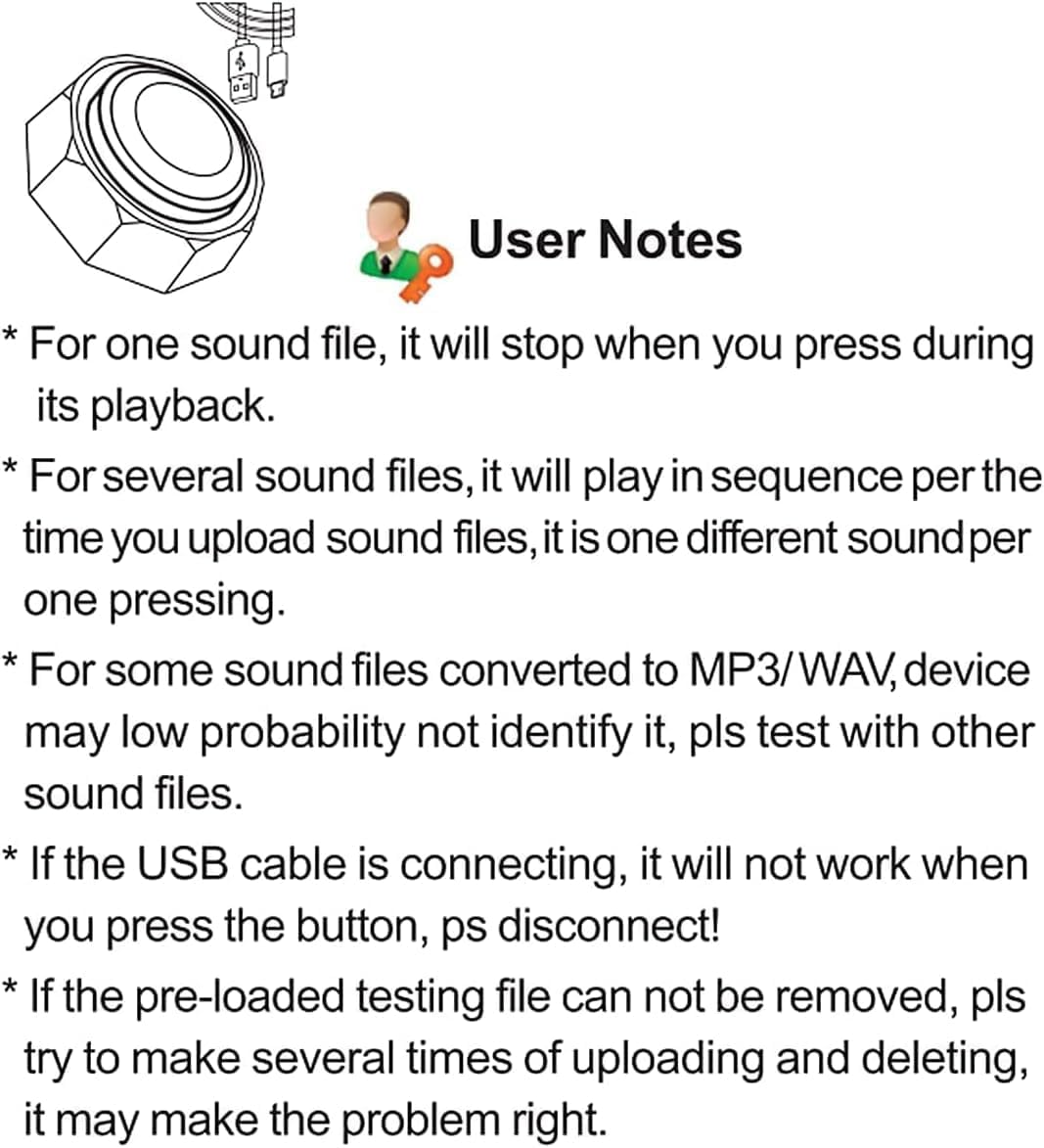 USB Recordable Buttons - 8MB Memory - Make Your Own Button by Uploading Audio Files - Support 100+ Recordings Playback