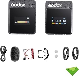 GODOX MoveLink II M1 Microfone de lapela sem fio, microfone de lapela 2.4G Microfone de lapela com alcance de 100 m (328 pés) para smartphone, câmera DSLR, para YouTube, Volg, transmissão etc (preto)