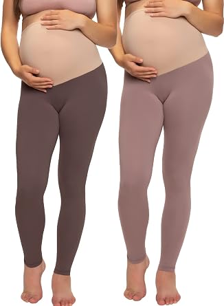 Felina Velvety Soft Maternity Leggings for Women - Yoga Pants for Women, Maternity Clothes - 2-Pack
