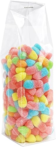 Yotelab Bolsas de celofán de fondo plano, 3 x 2 x 6.5 pulgadas, bolsas de celofán reforzado con inserto de papel, 100 unidades