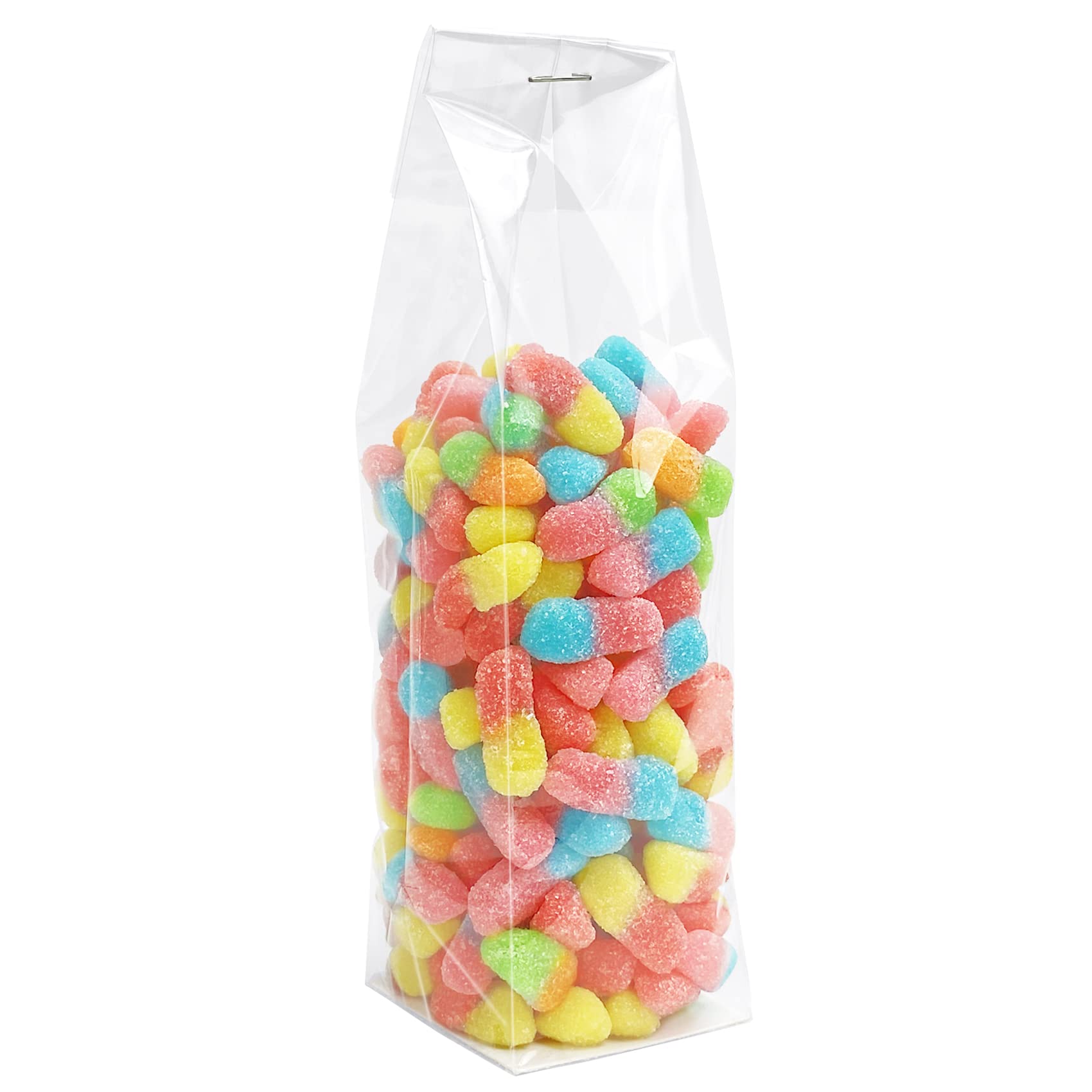 Yotelab Flat Bottom Cellophane Bags, 2x2x8.3 Inches Gusseted Cellophane Bags With Paper Insert,100 Pieces