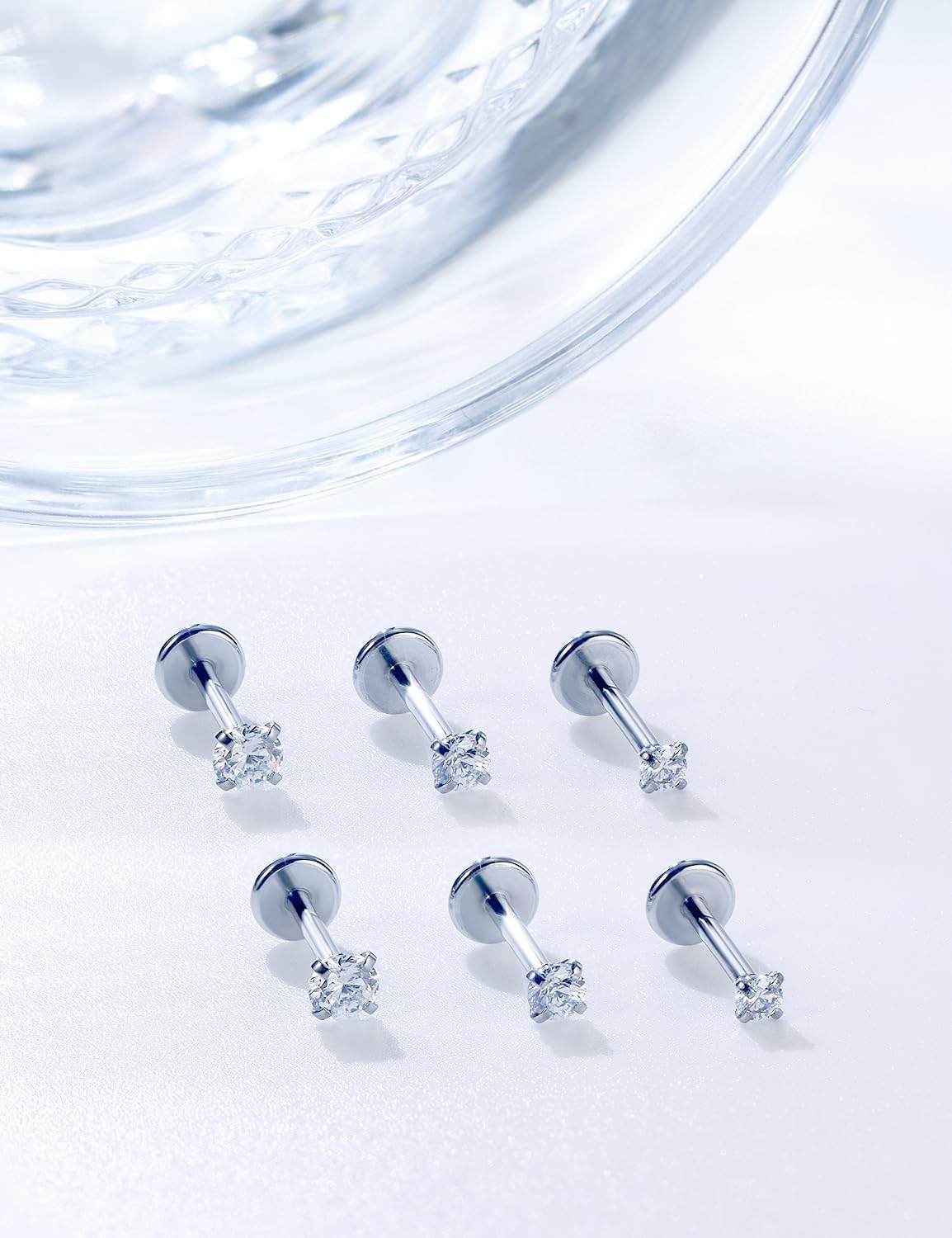 20G 18G Flat Back Earrings Stud Threadless Push in Nose Rings Studs Surgical Steel Tragus Cartilage Earrings Lip Ring Medusa Piercing Jewelry for Women Men - Image 2