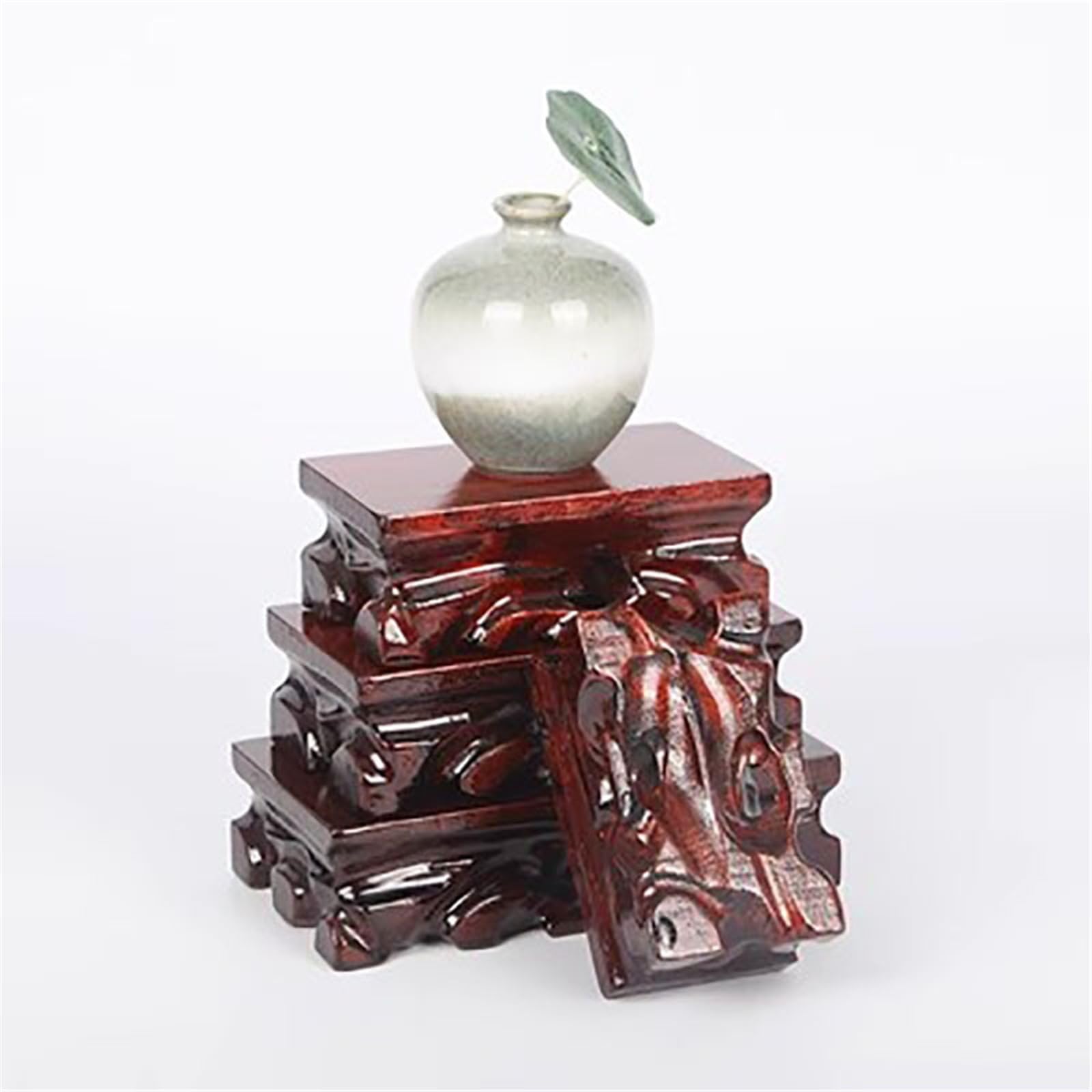Stojak na rośliny ogrodowe Prostokątny korzeń rzeźbiony drewniany stojak na wazon, cokół do bonsai, dekoracja (średni)