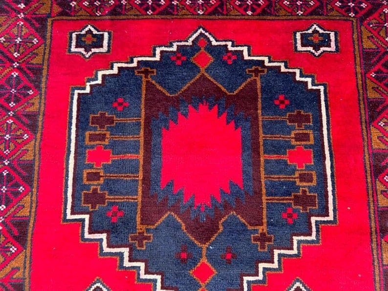 4x7 Vintage Afghan Baloch Hand Knotted Wool Area Rug Home Decor Carpet 218x111 cm