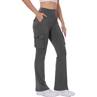 Yoga Flare Leggings for Women High Waisted Yoga Casual Pants Workout Leggings Cargo with 6 Pockets Bootcut Pants