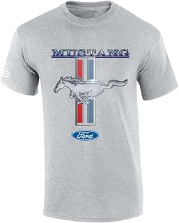 Ford Mustang T-Shirt Pony & Stripes Logo Classic Retro Design Racing Performance Car Enthusiast Garage Tee Authentic