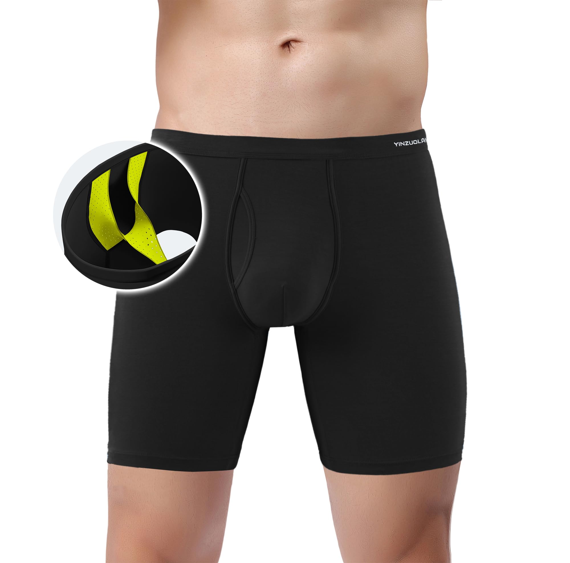 YINZUOLAI Mens Support Ball Pouch Underwear Anti-Chafing Hammock Boxer Briefs Pack