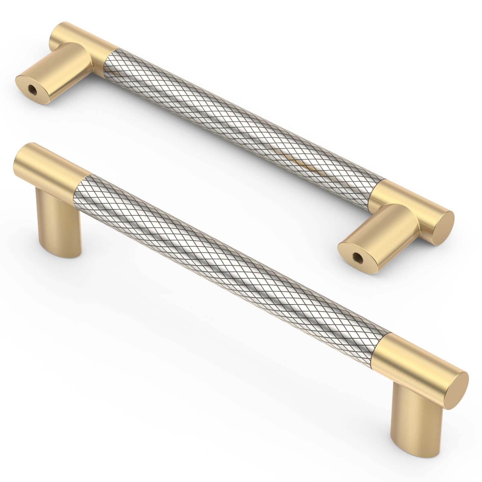 Photo 1 of Asidrama 10 Pack 5 Inch(128mm) Knurled Gold and Brush Satin Nickel Kitchen Cabinet Handles, Cabinet Pulls Kitchen Cabinet Hardware Cupboard Handles Drawer Pulls 4496A